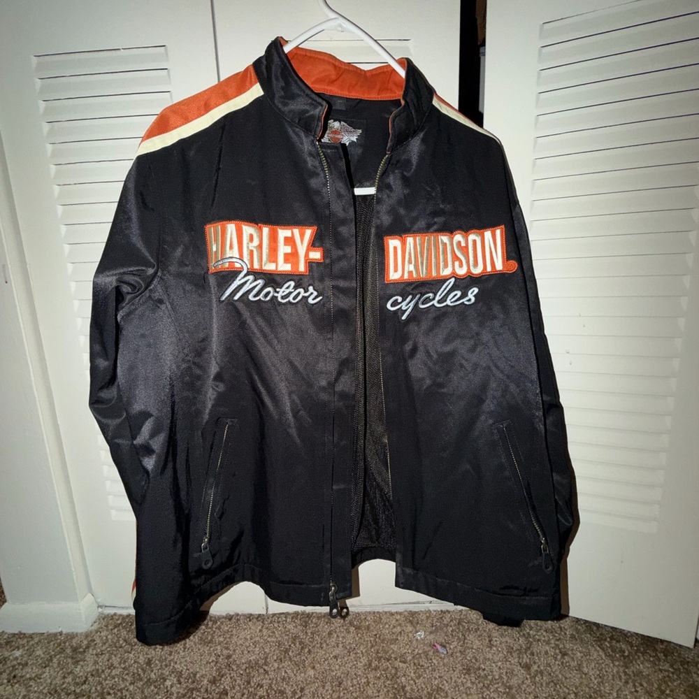 Harley-Davidson Black Jacket with Orange Highlights